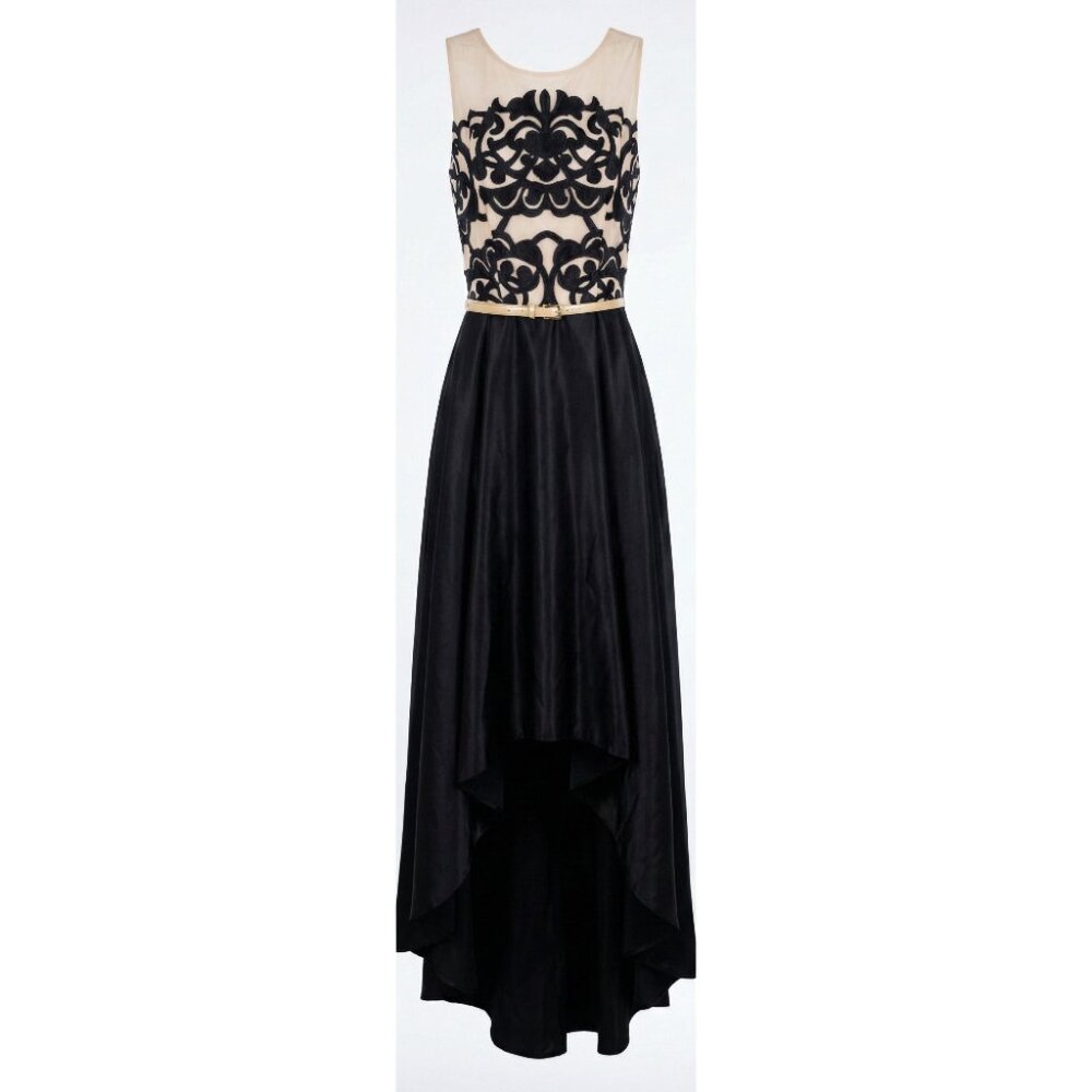 Jackie Jon New York Black & Beige Scroll Gown
